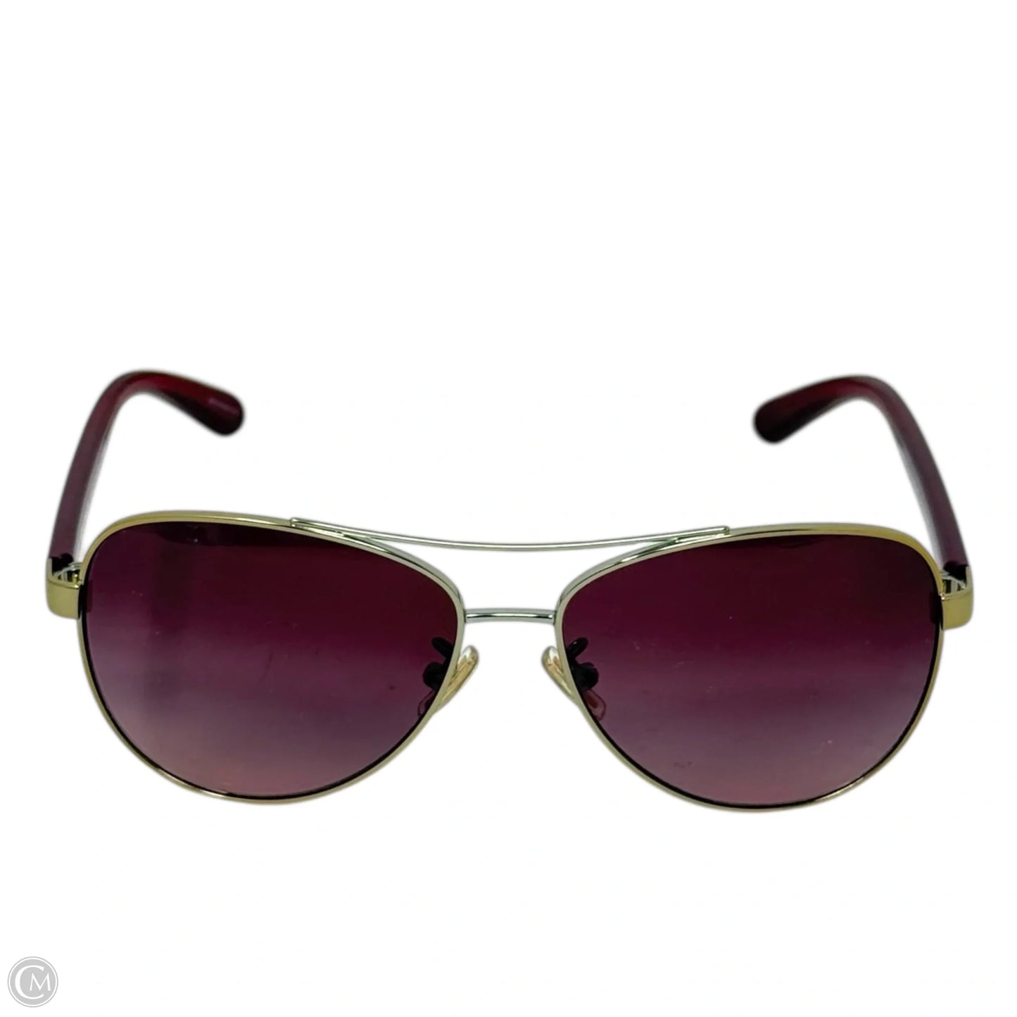Pilot 90058H Sunglasses Designer By Coach In Burgundy Gradient Shiny Gold