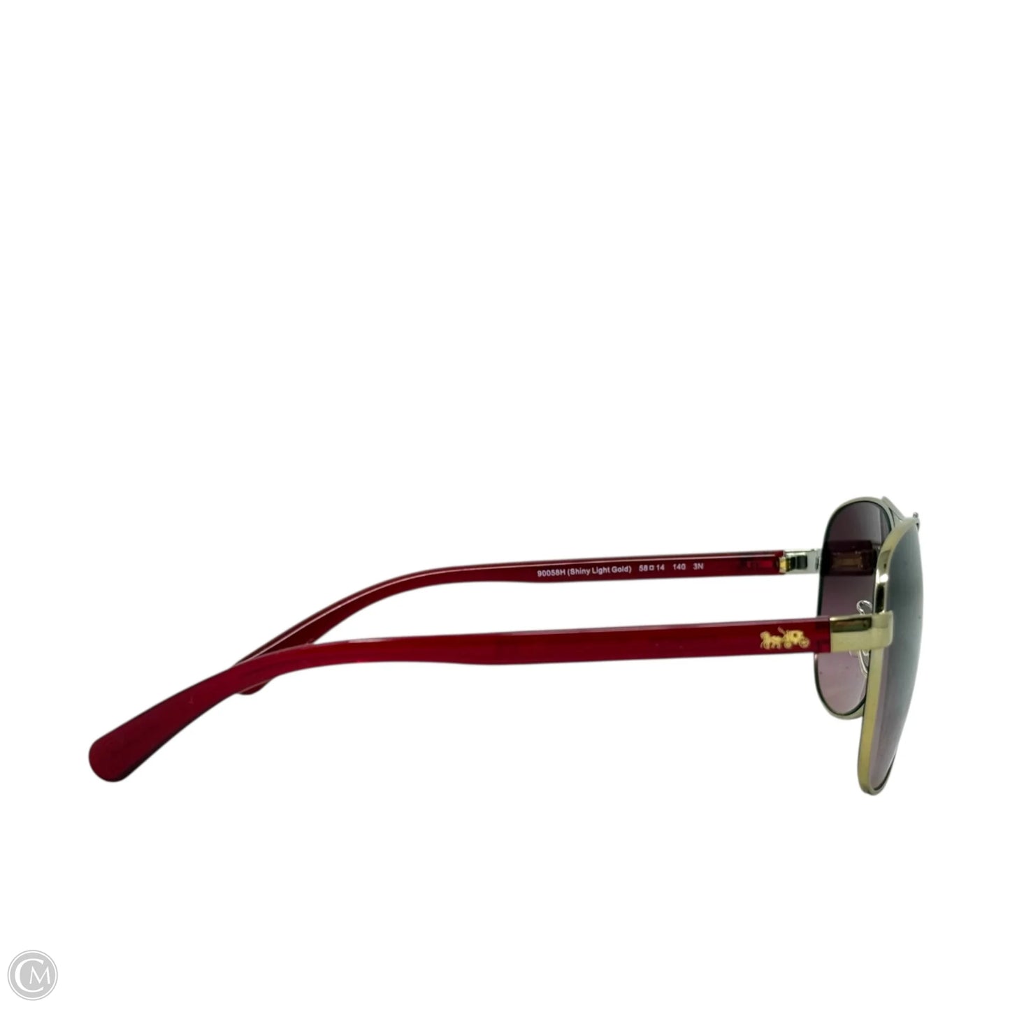 Pilot 90058H Sunglasses Designer By Coach In Burgundy Gradient Shiny Gold