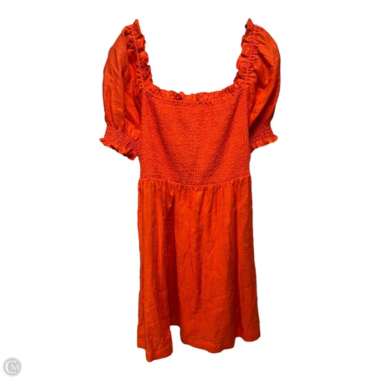 Linen Dress Casual Short By Boden In Orange, Size: Xl