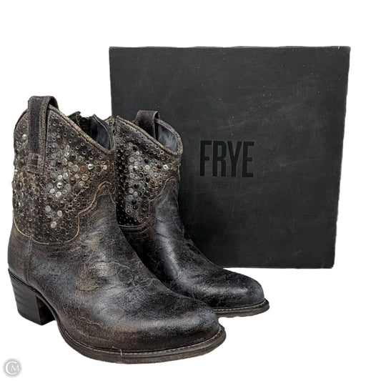 Deborah Studded Western Short Boots Designer By Frye In Grey, Size: 5