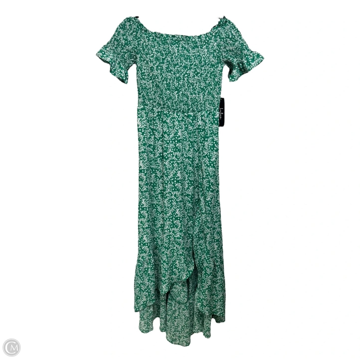Fleur-tation Off-the-Shoulder Midi Dress By Lulus In Green Floral Print, Size: XS