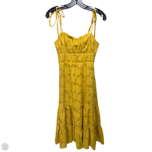 Sweet Sentiments Jacquard Tiered Midi Dress By Lulus In Mustard Yellow, Size: XS