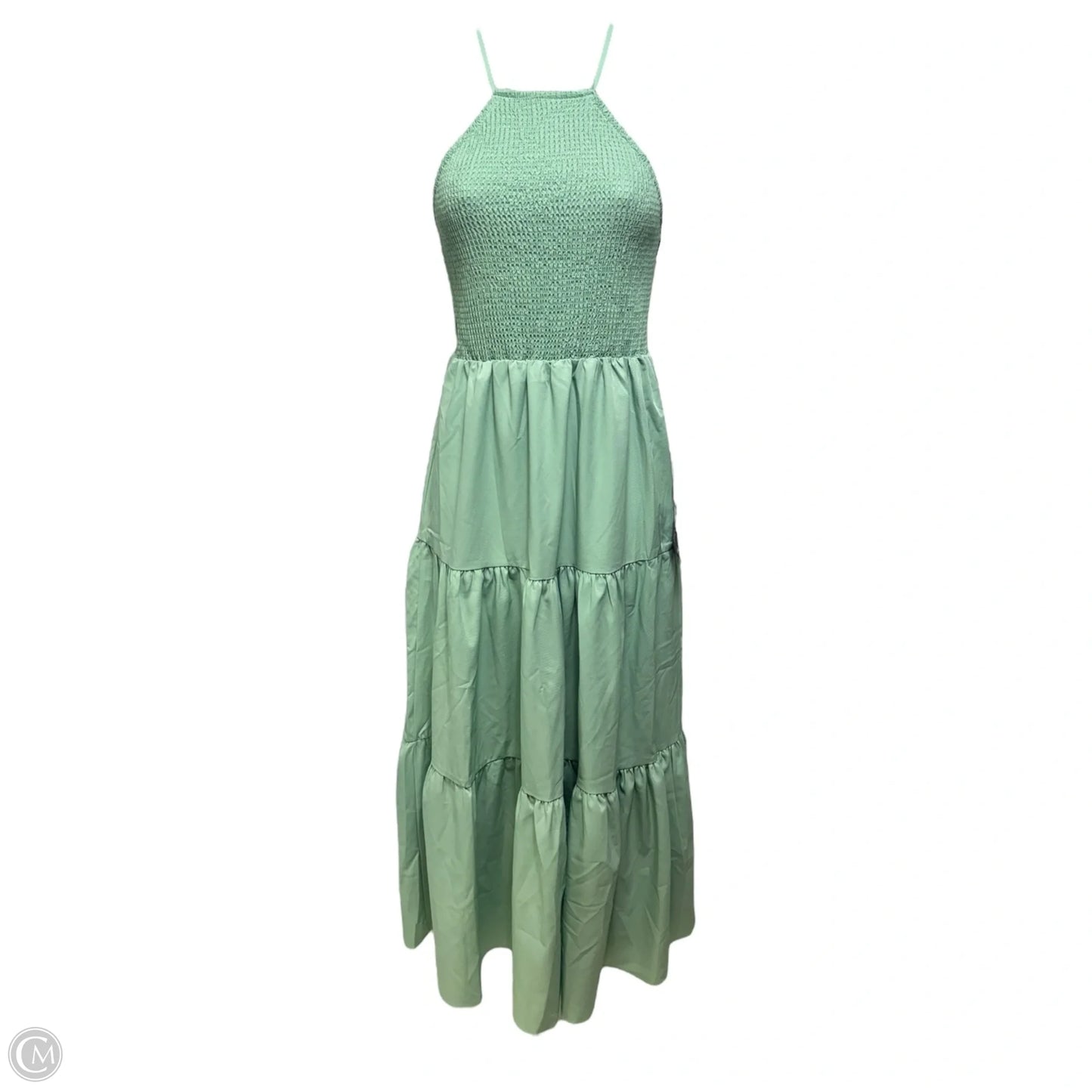 Pier and Now Smocked Tie-Back Midi Dress By Lulus In Sage Green, Size: XS