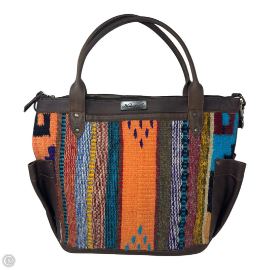Wool & Leather Tote Handbag Leather By Nena & Co, Size: Large