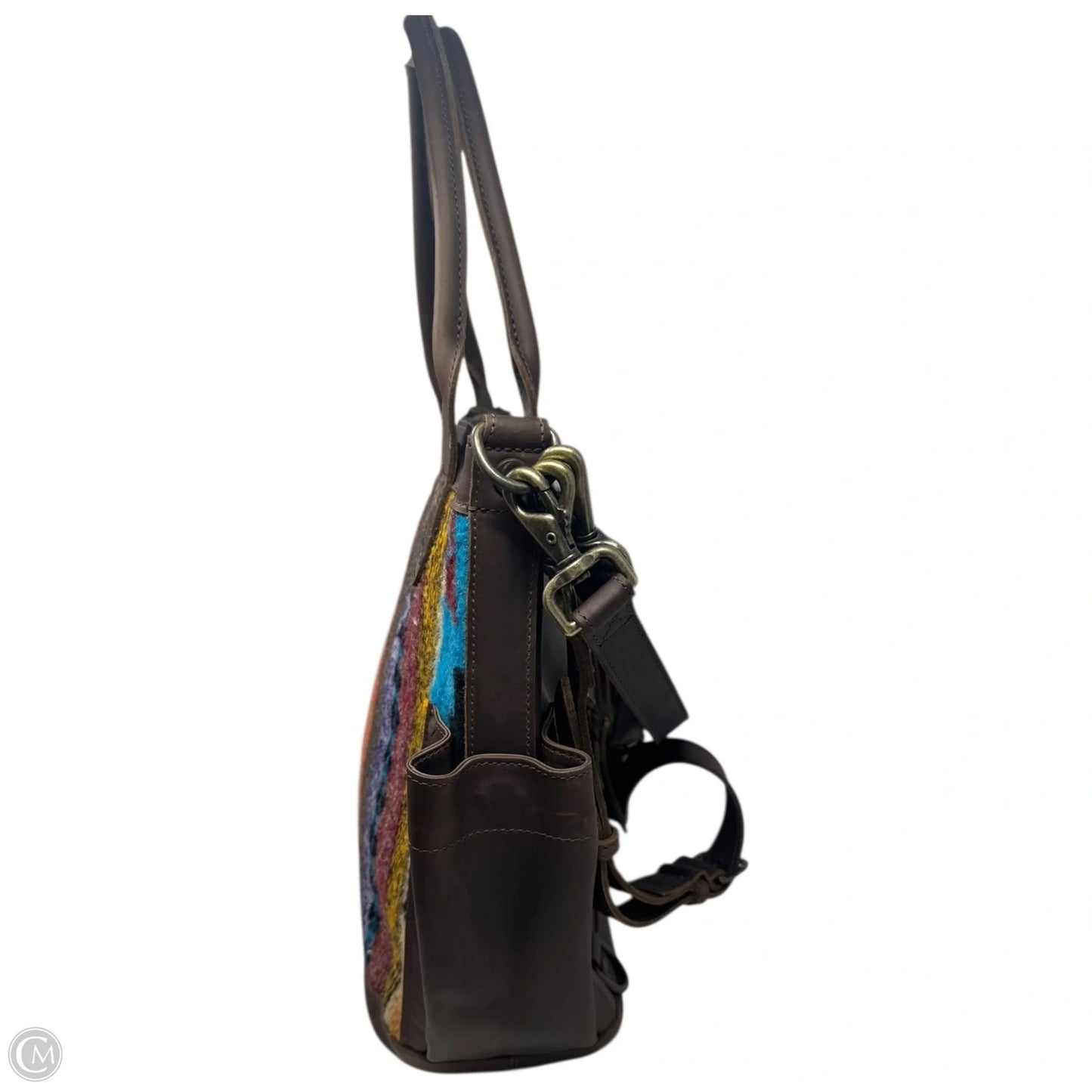Wool & Leather Tote Handbag Leather By Nena & Co, Size: Large