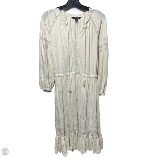 Eyelet Dress Casual Midi By Lauren By Ralph Lauren In Cream, Size: S