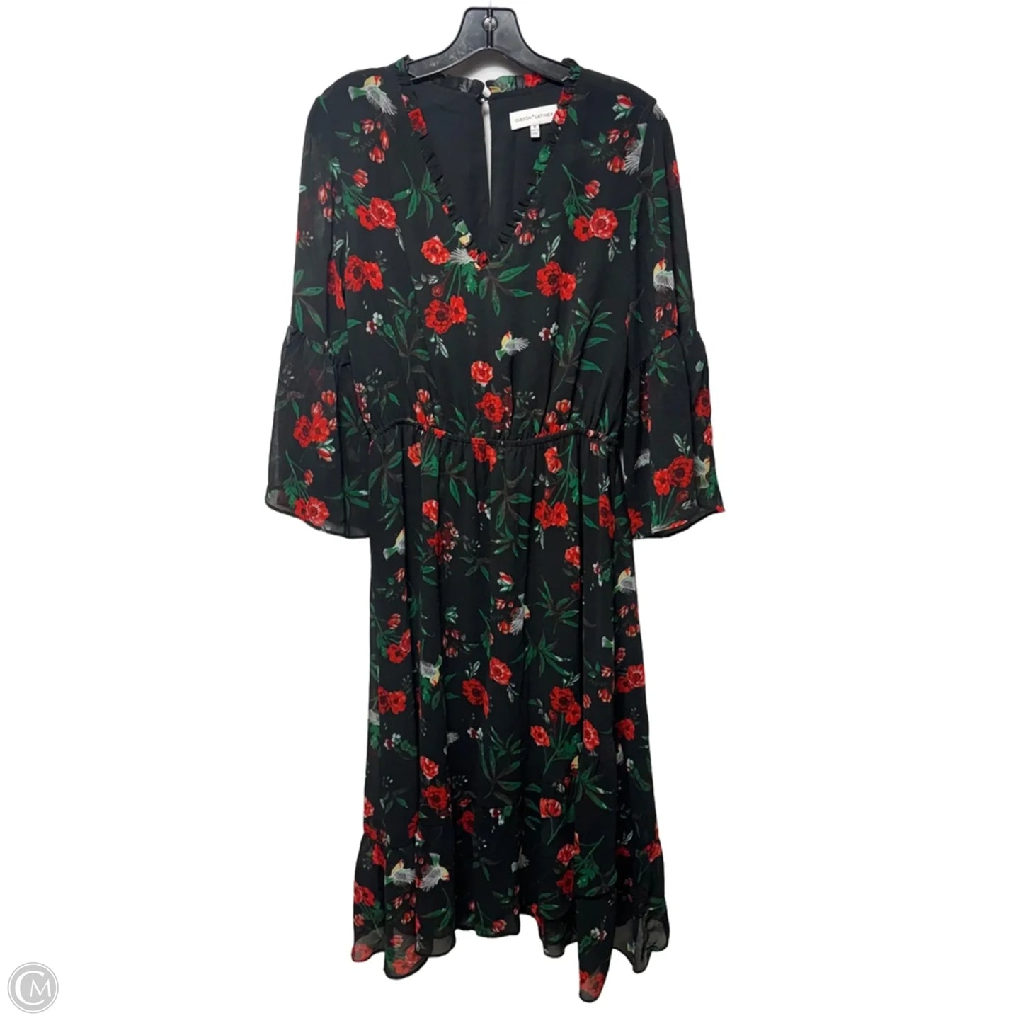 Bird Print Ruffle Midi Dress By Gibson And Latimer In Floral Print, Size: M
