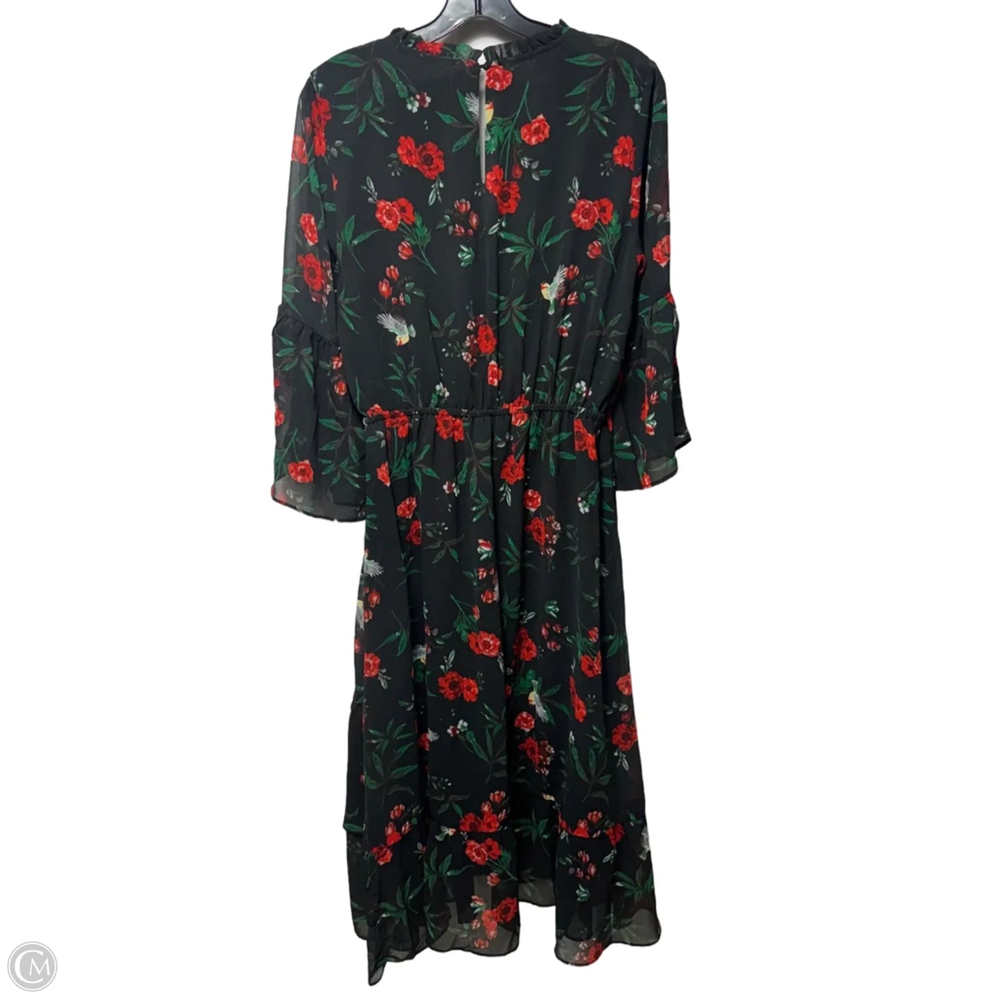 Bird Print Ruffle Midi Dress By Gibson And Latimer In Floral Print, Size: M