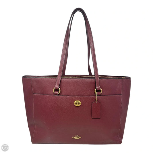 Folio Turnlock Tote Designer By Coach, Size: Large