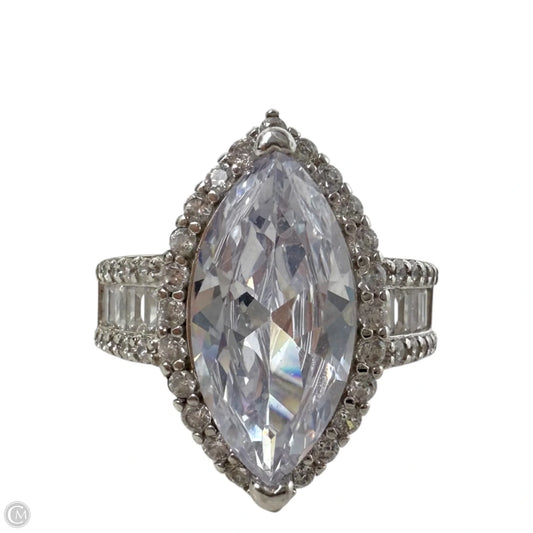 Sterling Silver Halo Baguette And Marquise CZ  Ring By Clothes Mentor, Size: 9