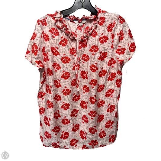 Top Short Sleeve By Boden In Red & White, Size: 8