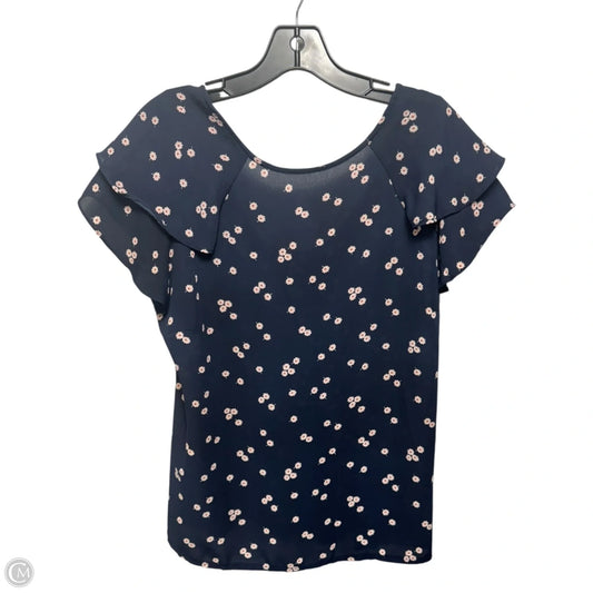 Top Short Sleeve By Ann Taylor In Navy, Size: M