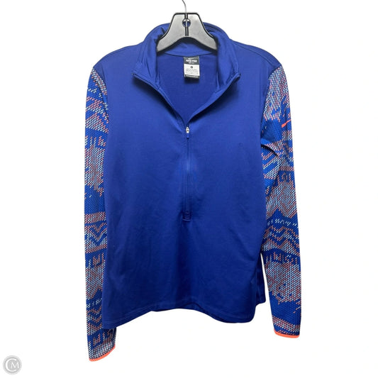 Athletic Top Long Sleeve Collar By Nike Apparel In Blue, Size: L