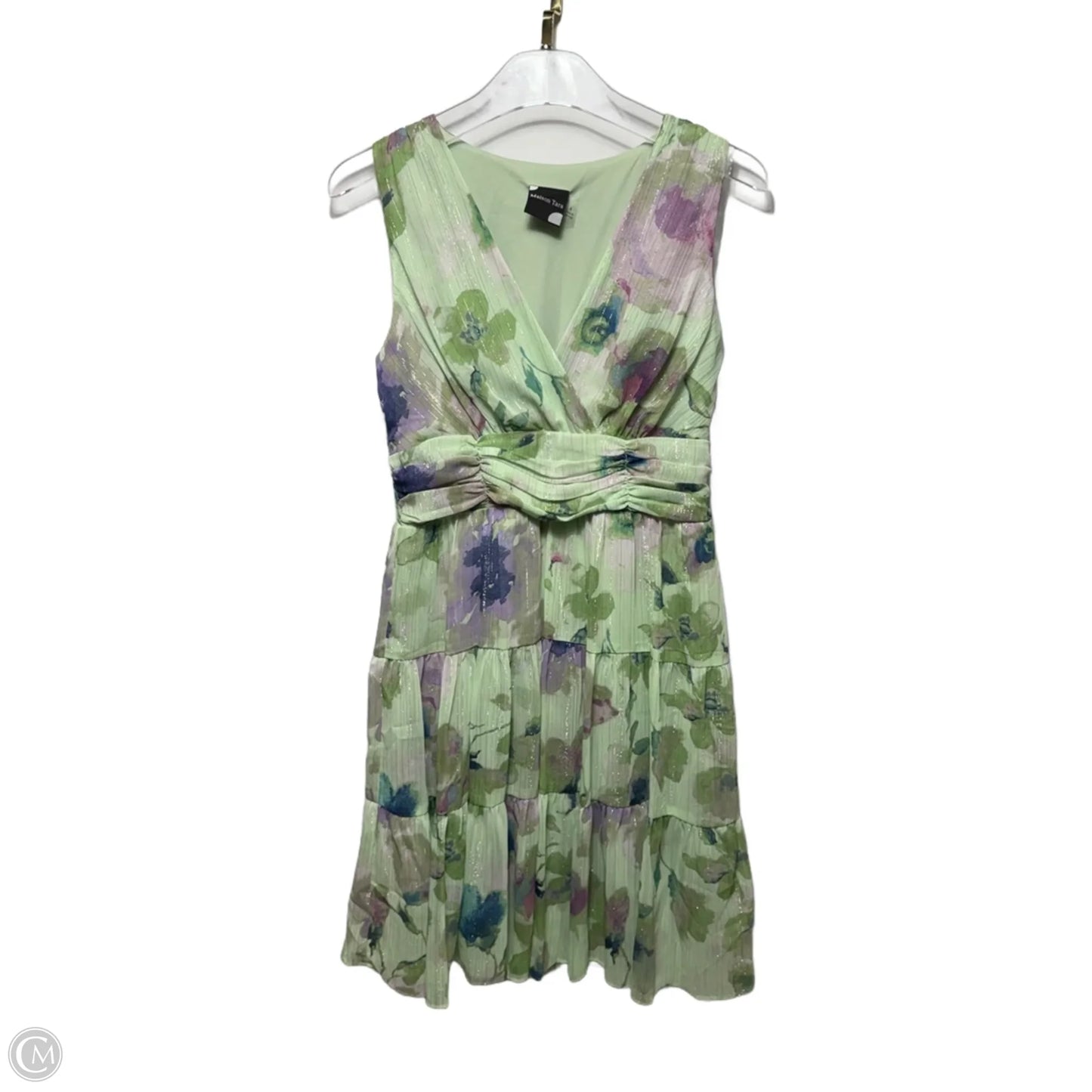 Sleeveless Tiered Mini Dress By Maison Tara In Sage/Lavender, Size: 6