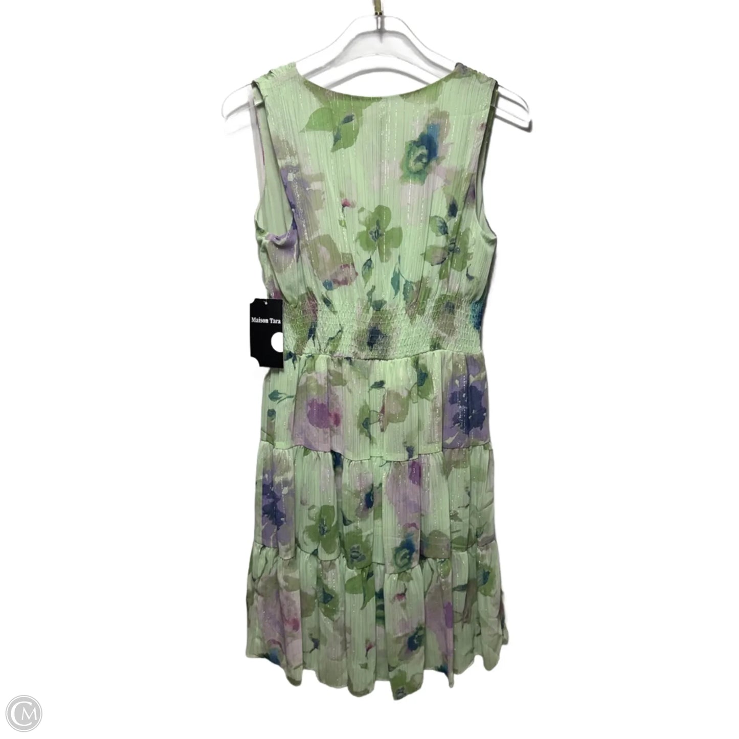 Sleeveless Tiered Mini Dress By Maison Tara In Sage/Lavender, Size: 6