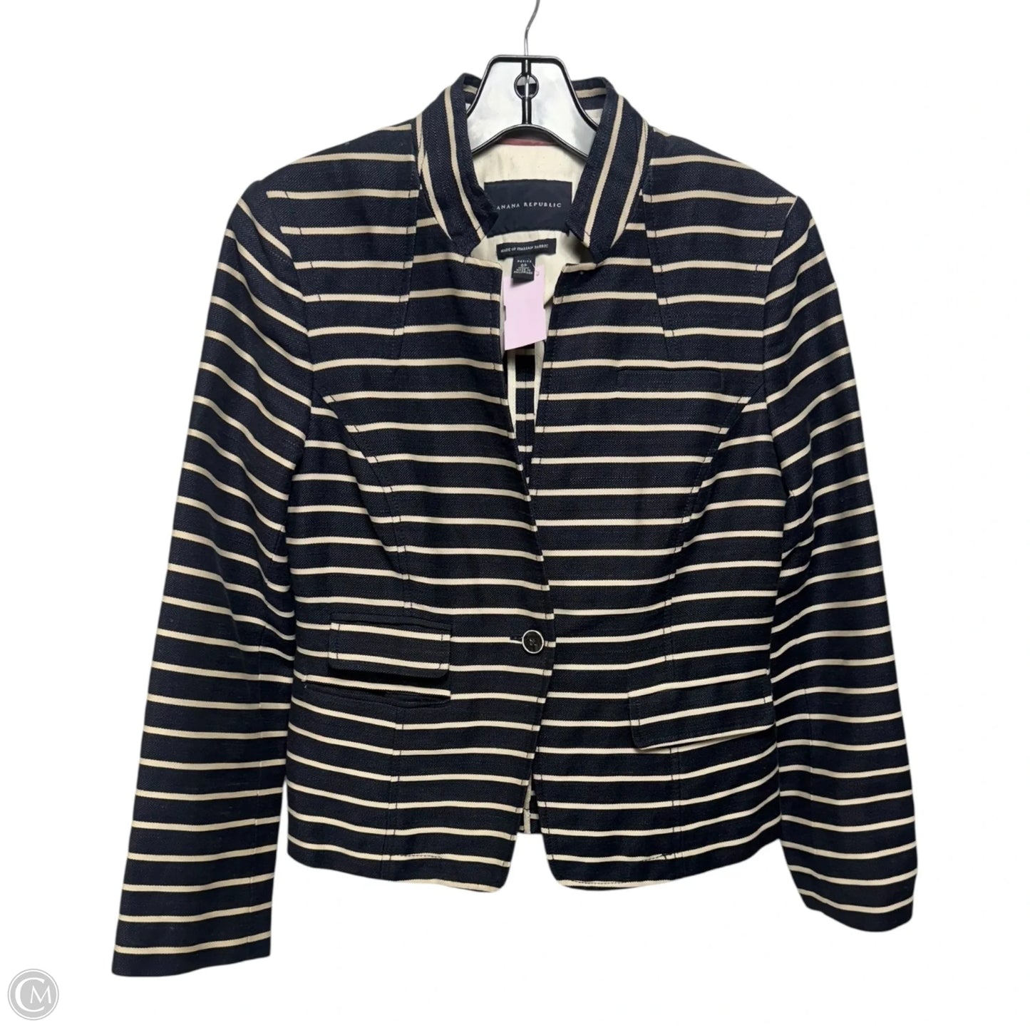 Linen Blend Blazer By Banana Republic In Striped Pattern, Size: Sp