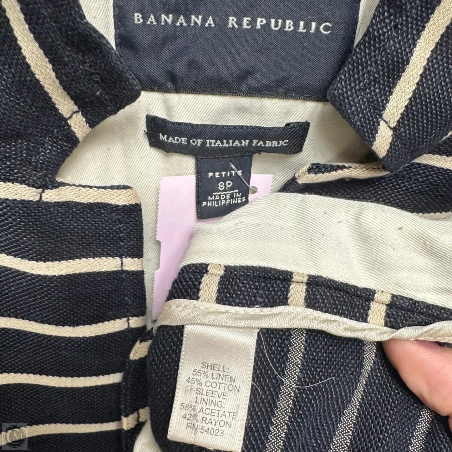 Linen Blend Blazer By Banana Republic In Striped Pattern, Size: Sp