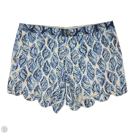 Scalloped Buttercup Shorts Designer By Lilly Pulitzer In Blue & White, Size: 12