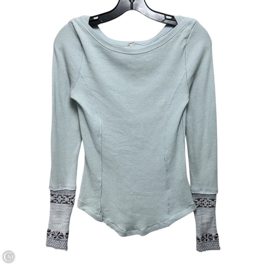 Ski Lodge Newbie Thermal Cuff Shirt By Free People In Blue, Size: S