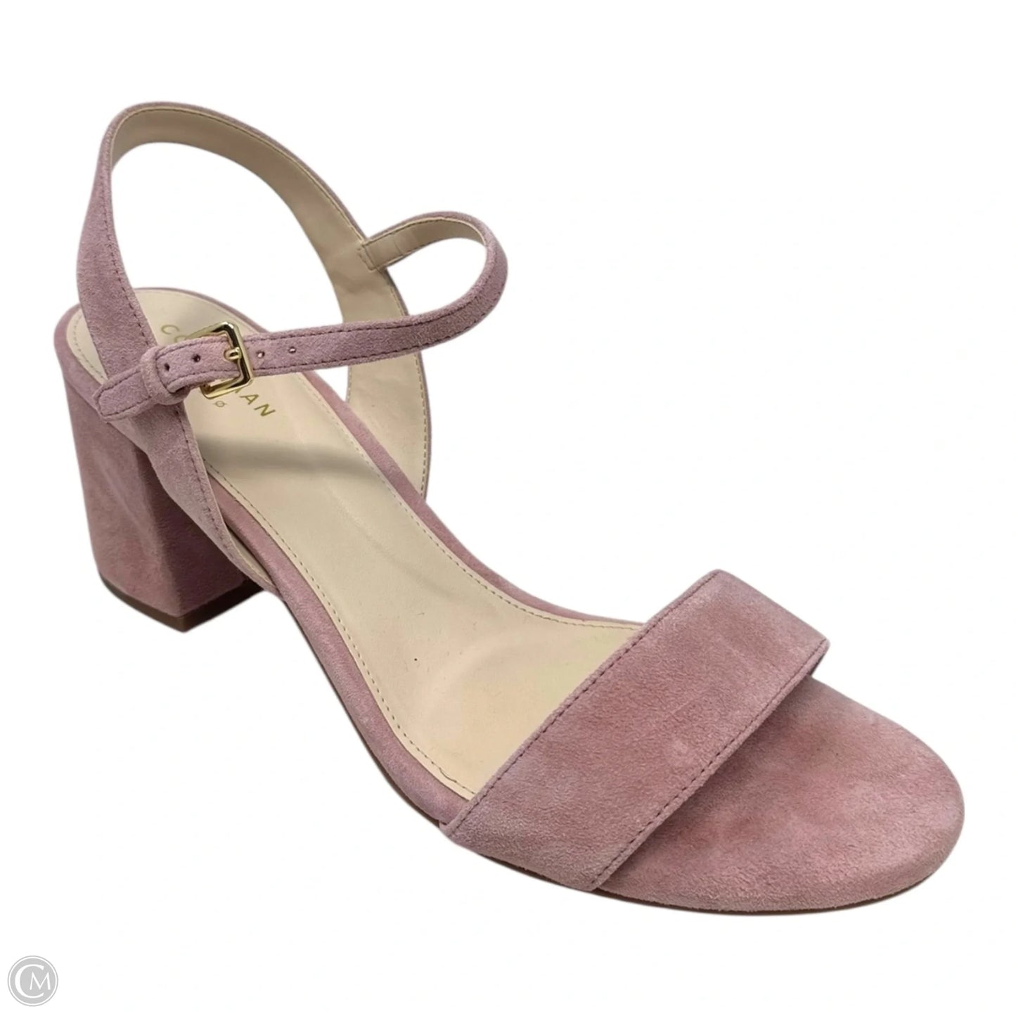 Strappy Suede Sandals Heels Block By Cole-haan In Pink, Size: 8