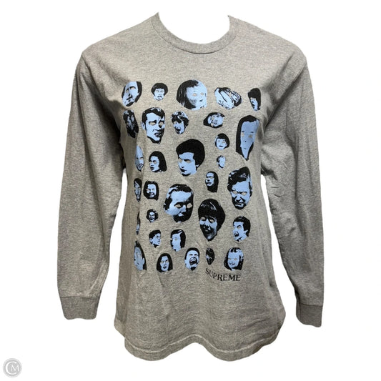 Top Long Sleeve Luxury Designer By Supreme In Grey, Size: M