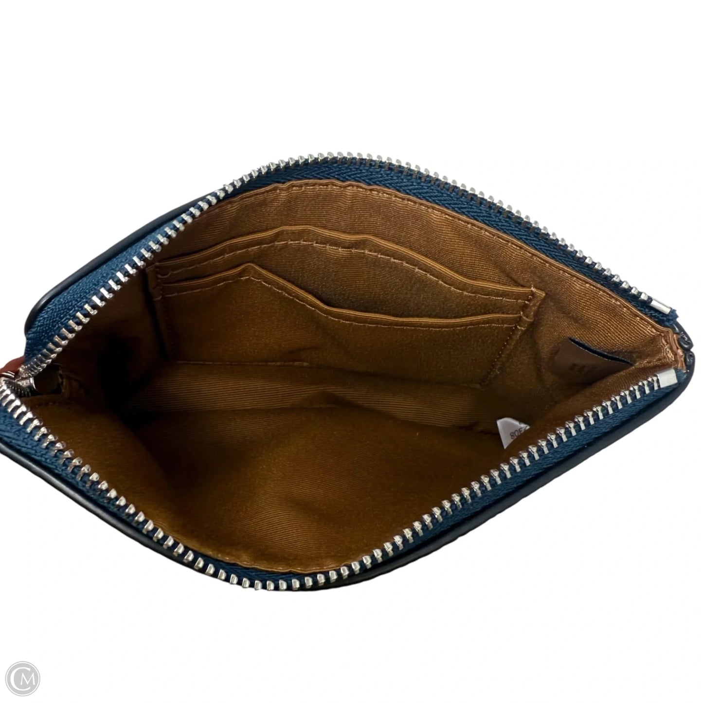 Corner Zip Wristlet Designer By Coach In Blue, Size: Small