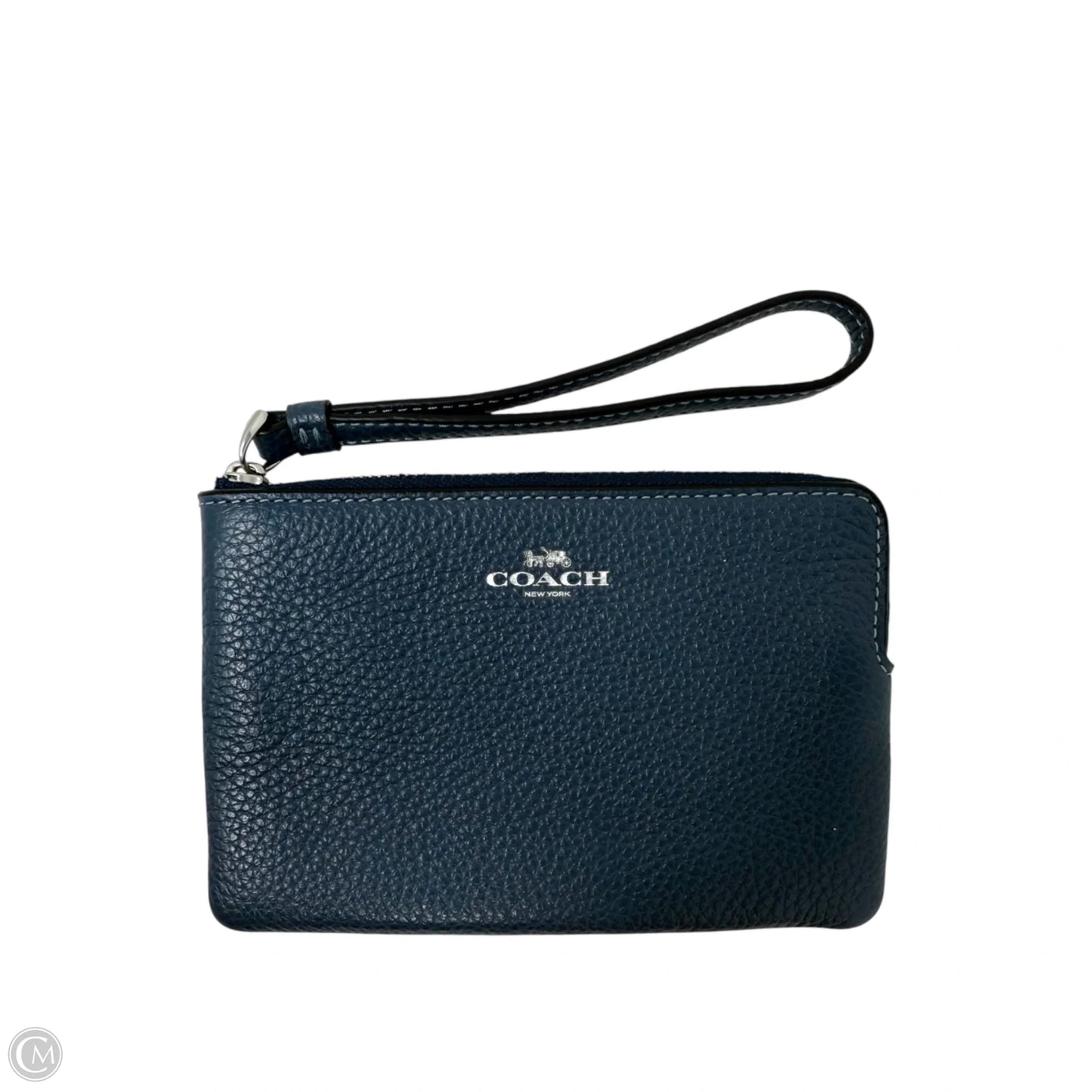 Corner Zip Wristlet Designer By Coach In Blue, Size: Small