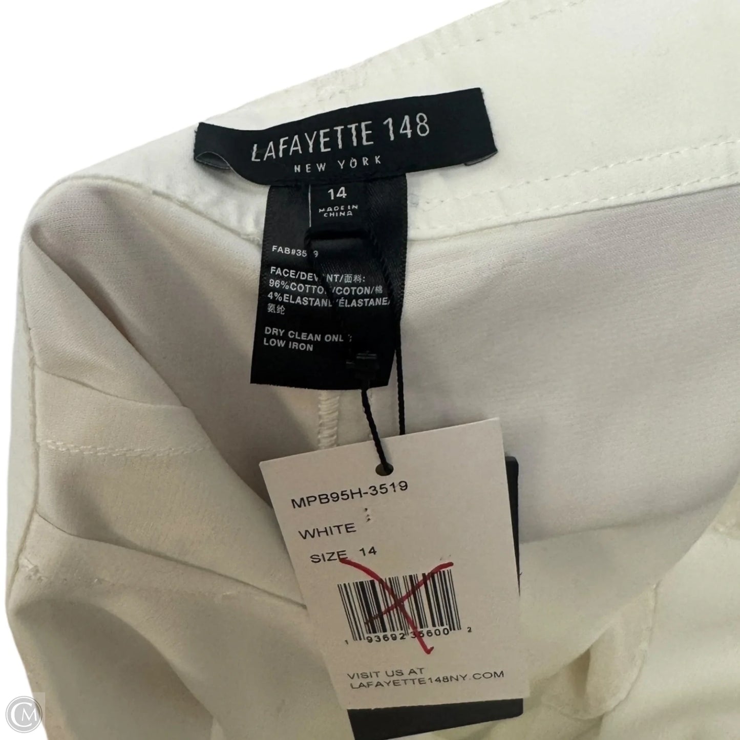 Tortoiseshell Belt Wide Leg Pants Designer By Lafayette 148 In White, Size: 14