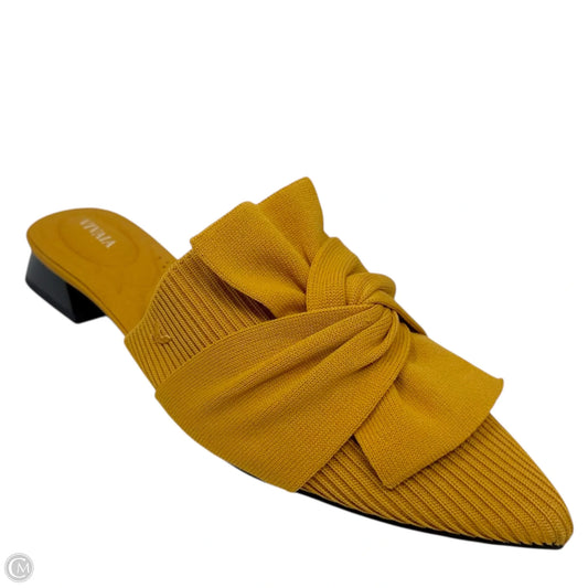 Yaffa Pointed Closed Toe Knot Sandals By Vivaia In Mustard Yellow, Size: US 10.5/EU 41.5