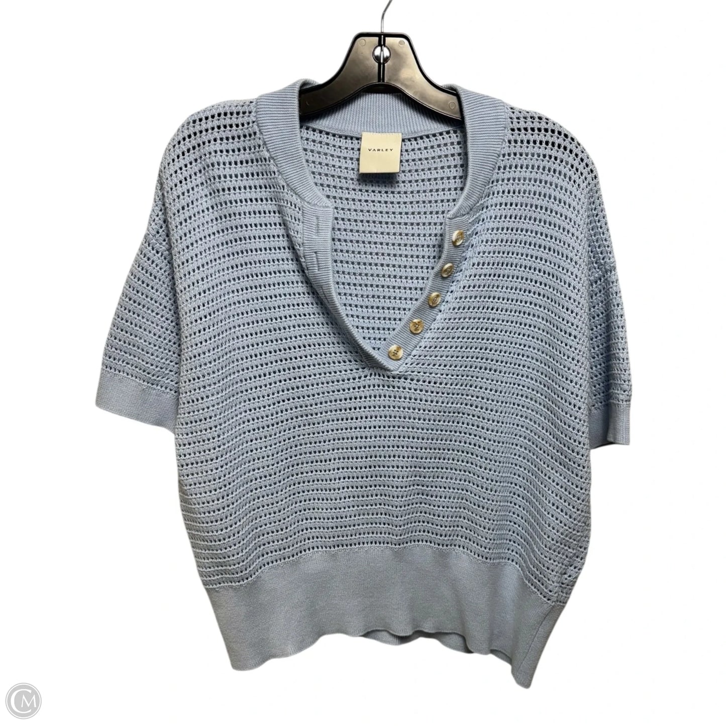 Open Knit Top Short Sleeve By Varley In Blue, Size: M