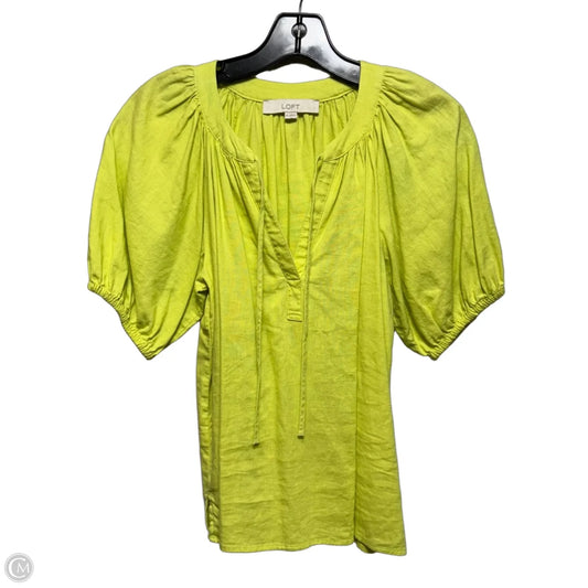 Top Short Sleeve By Loft In Chartreuse, Size: Xs