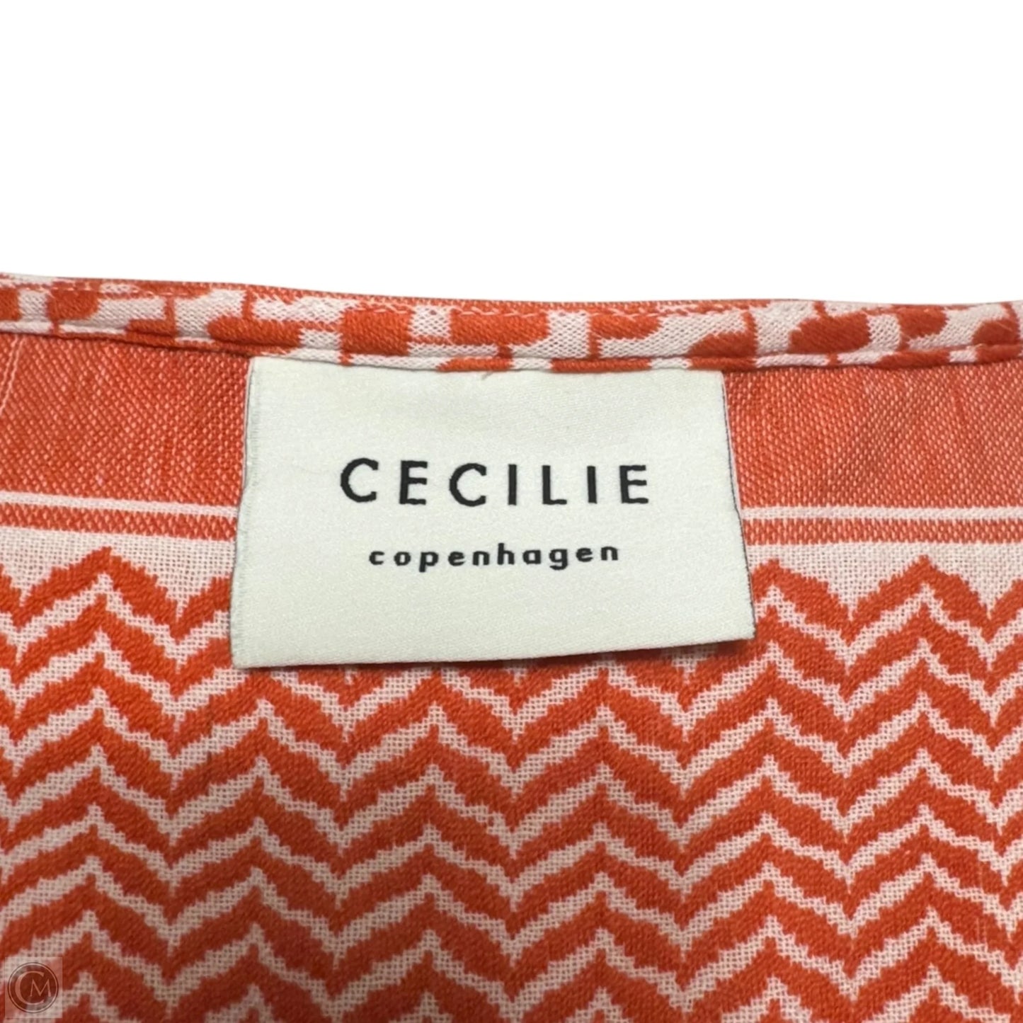 Ulrikke Cotton-Jacquard Top By Cecilie In Orange & White, Size: L