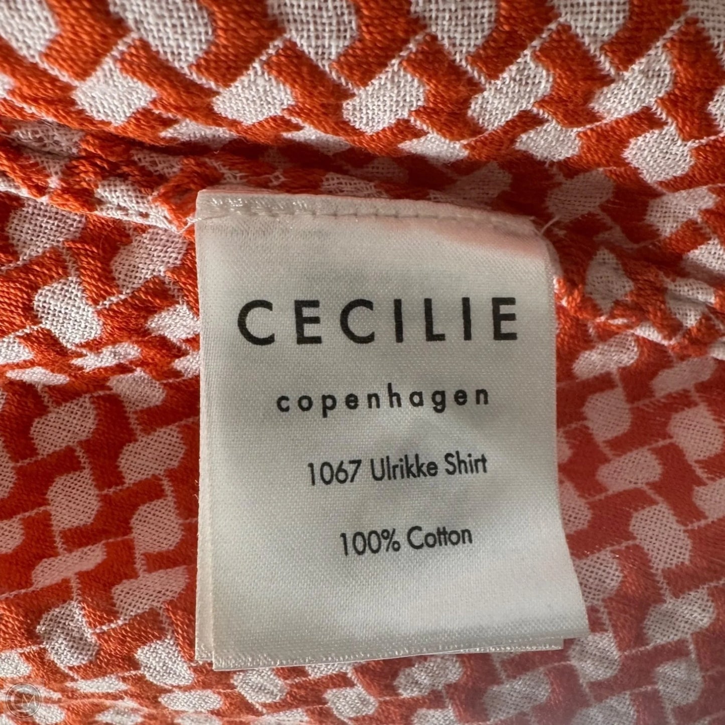 Ulrikke Cotton-Jacquard Top By Cecilie In Orange & White, Size: L