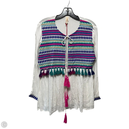 Kalani Embroidered Tassel Top Long Sleeve By Raga In Multi-colored, Size: S