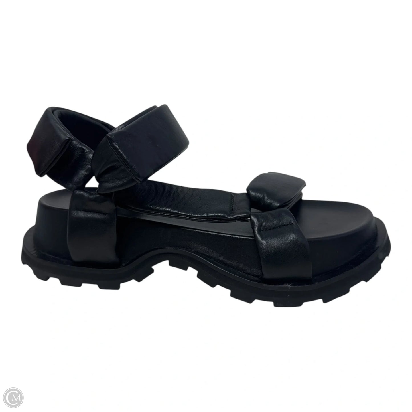 Touch-Strap Flatform Sandals By Jil Sander In Black, Size: 7.5 (EU 38)