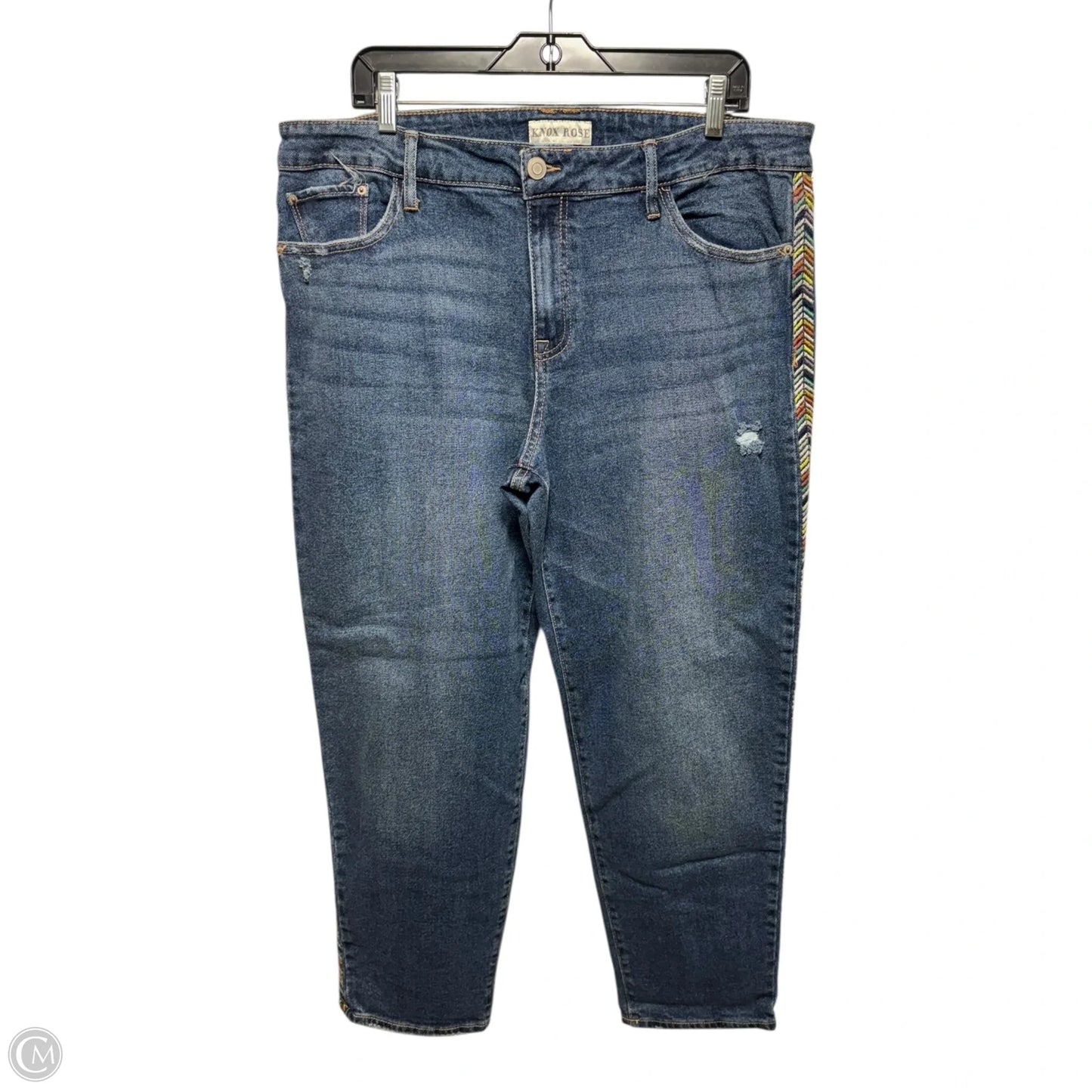 Embroidered Jeans Boyfriend By Knox Rose In Blue Denim, Size: 16