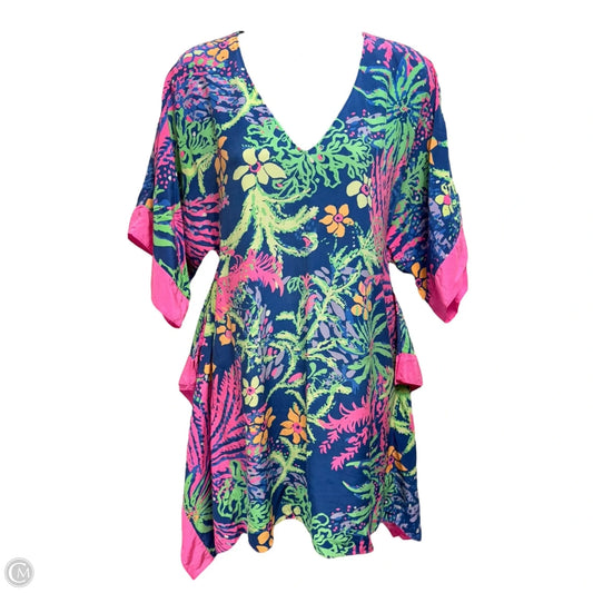 Julie Silk Caftan Dress Designer By Lilly Pulitzer In Indigo All Aglow, Size: XS
