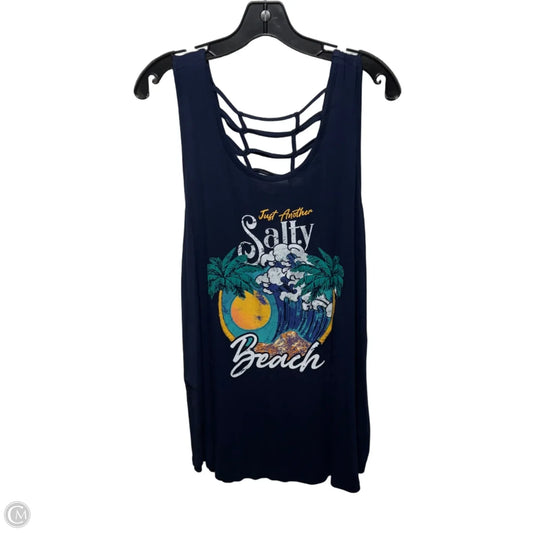 “Just Another Salty Beach” Top Sleeveless By Maurices In Navy, Size: 1X
