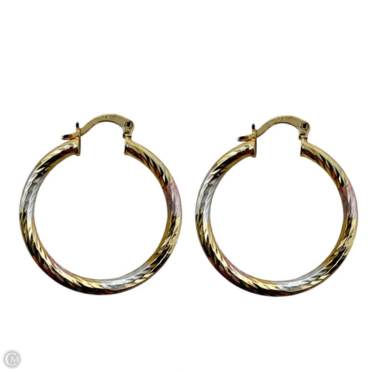 3 Tone 18k Gold Plate Laminated Arracadas Hoop Earrings
