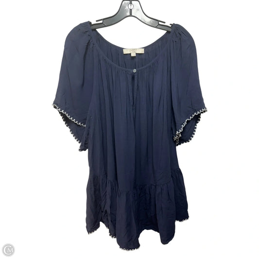 Top Short Sleeve By Loft In Navy, Size: 18