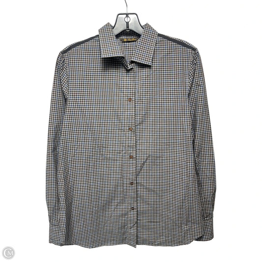 Silk Trim Top Long Sleeve Luxury Designer By Loro Piana In Plaid Pattern, Size: L