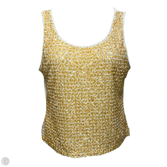 Sequin Embellished Tank Top By Escada In Orange & Yellow, Size: L