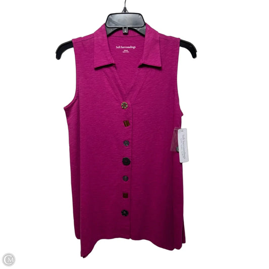 Danielle Button Tank By Soft Surroundings In Fiery Fuchsia, Size: Xs