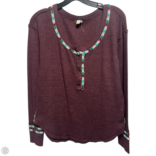 Top Long Sleeve By Free People In Maroon, Size: S