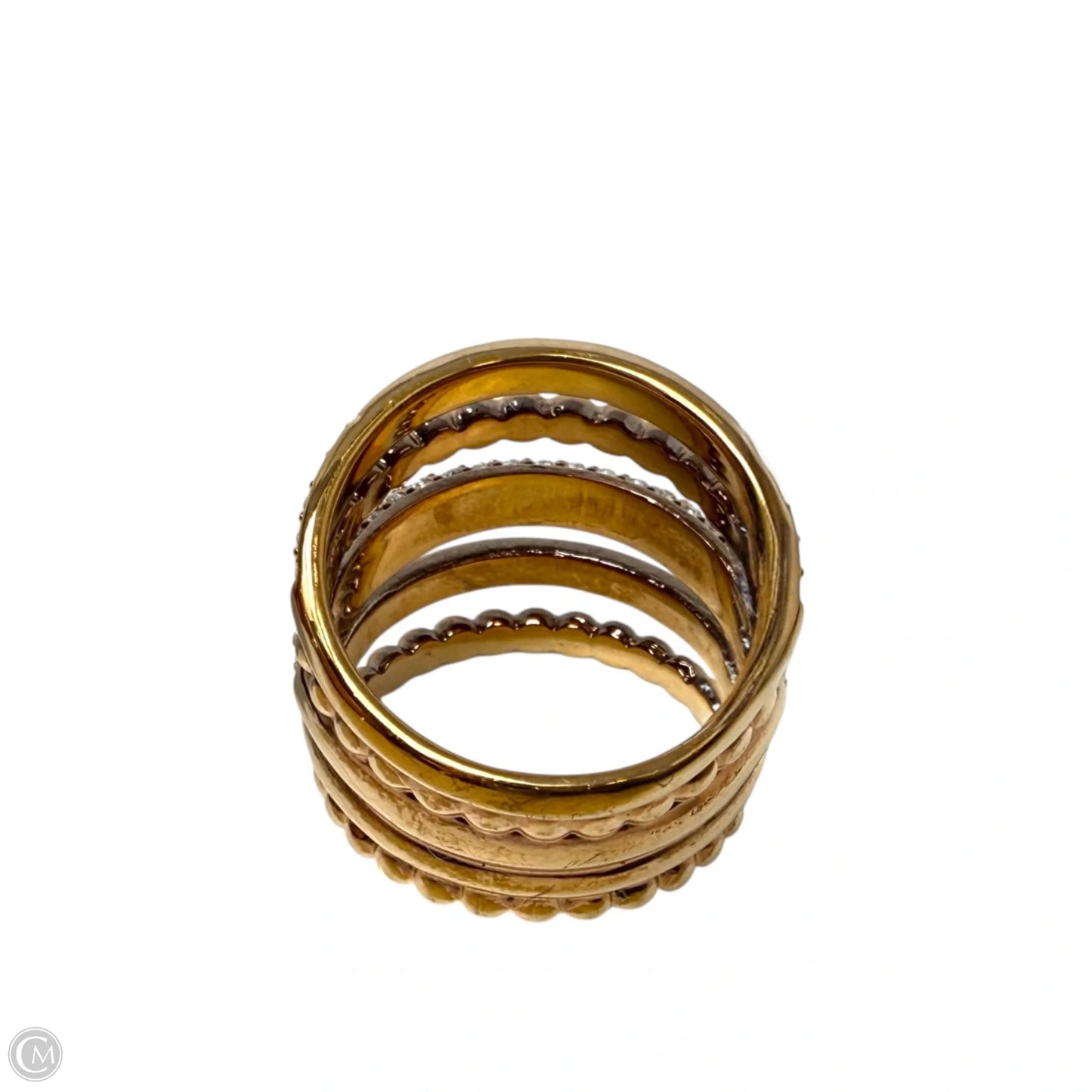 Rose Gold-Plated Click Wide Ring Designer By Swarovski, Size: 5