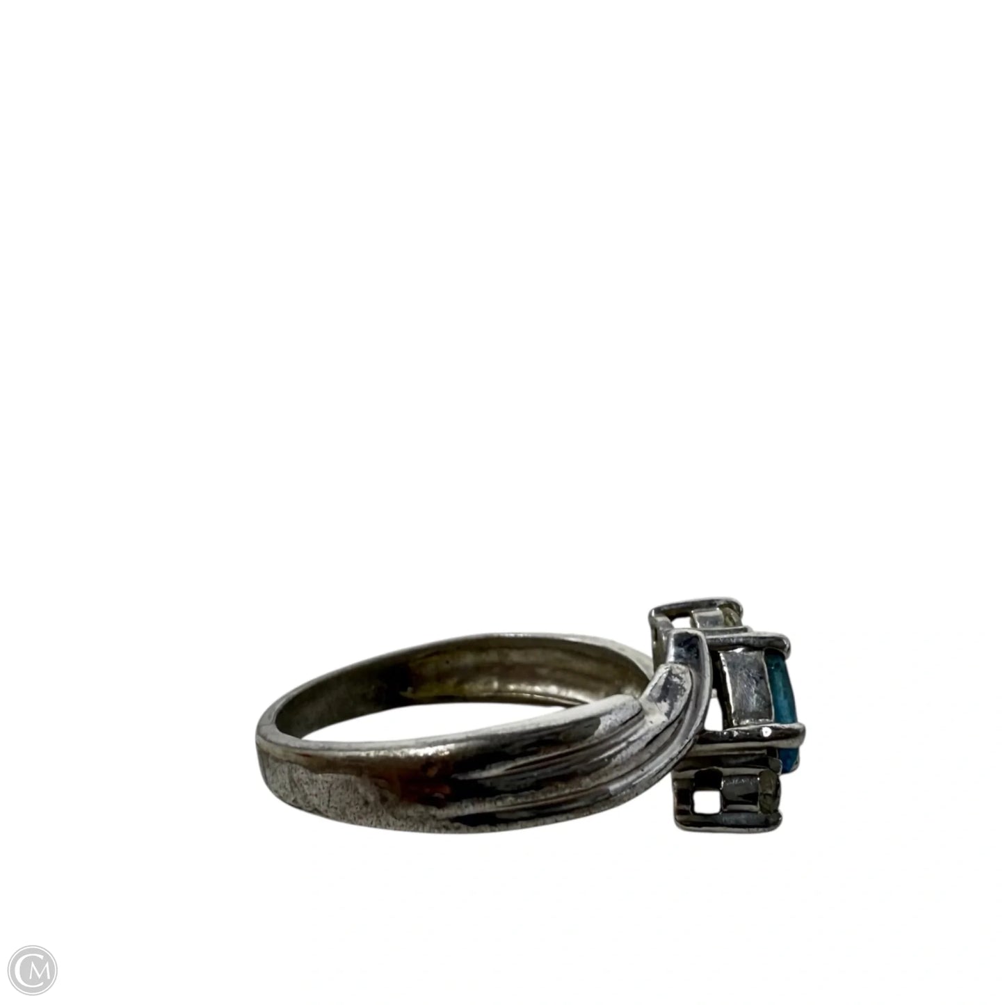 Sterling Silver, Blue Topaz & Cubic Zirconia Ring, Size: 6