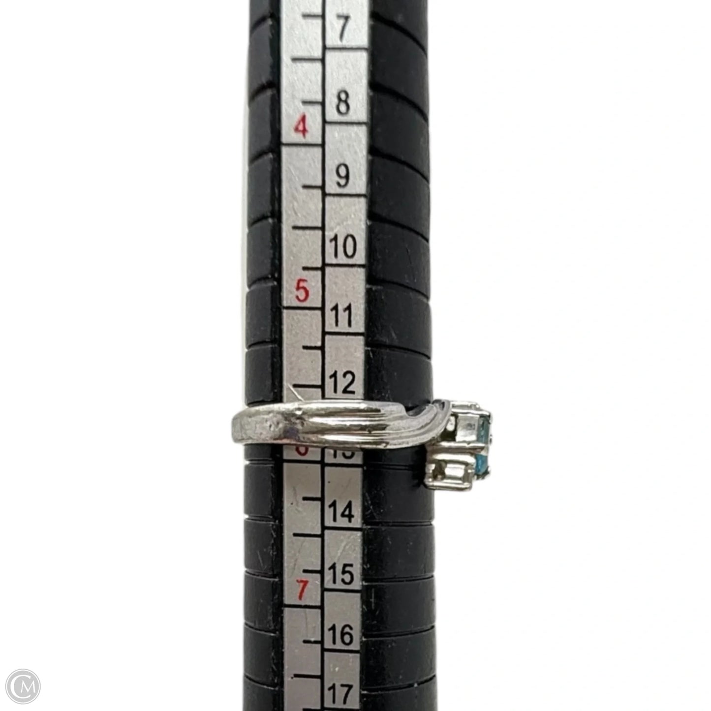 Sterling Silver, Blue Topaz & Cubic Zirconia Ring, Size: 6