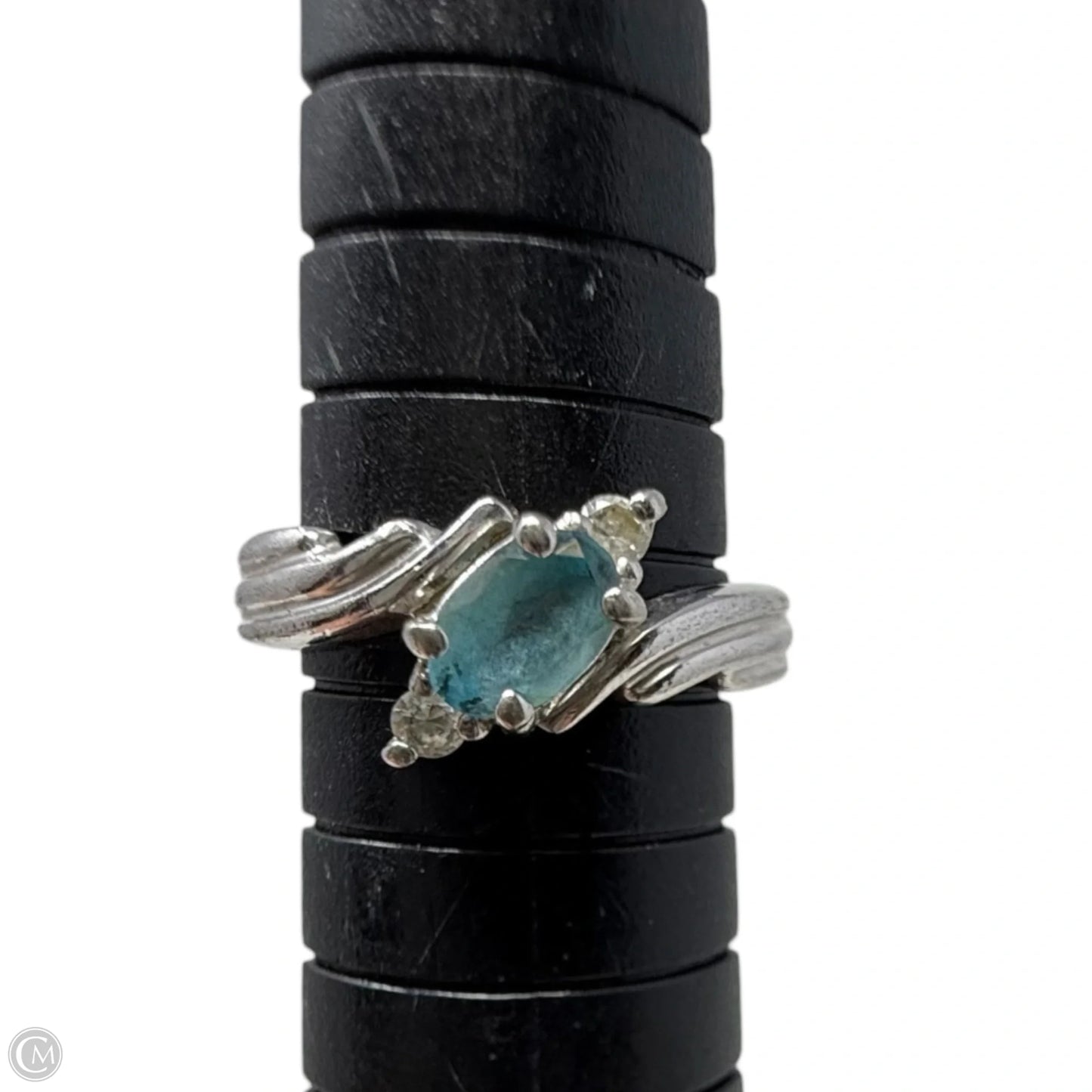 Sterling Silver, Blue Topaz & Cubic Zirconia Ring, Size: 6