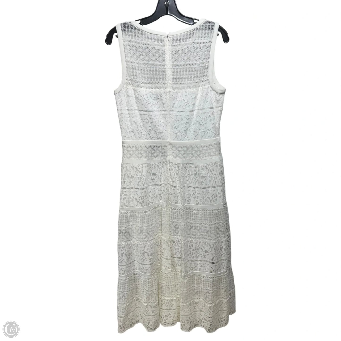 Lace Illusion Midi Dress By Lauren By Ralph Lauren In White, Size: 10