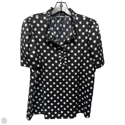 Polka Dot Ruffle Blouse Designer By Karl Lagerfeld In Polkadot Pattern, Size: M